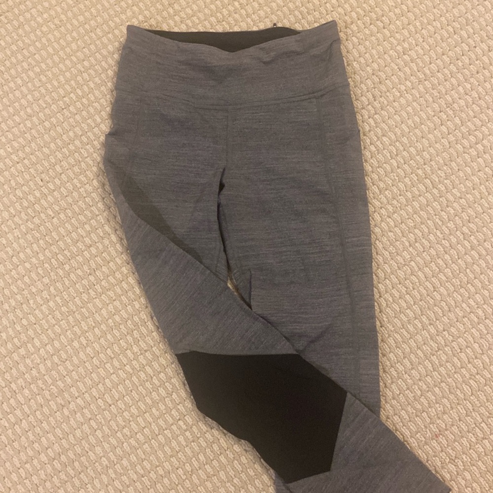 Lululemon leggings grey with sheer black panels